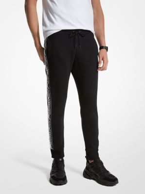 Pantalon de jogging en mélange de coton à bande à logo