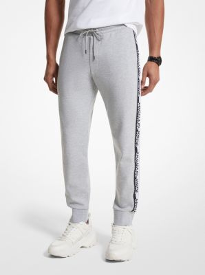 Pantalon de jogging en mélange de coton à bande à logo