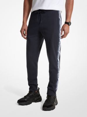 Pantalon de jogging en mélange de coton à bande à logo