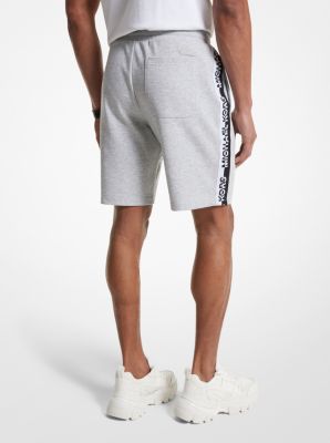 Short de jogging en mélange de coton à bande à logo