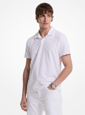 Polo en jacquard et en tissu bouclette à logo image number 0