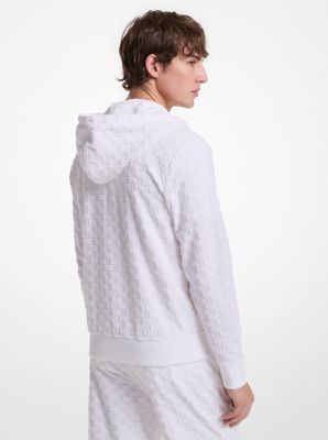 Hoodie en jacquard et tissu bouclette à fermeture éclair avec logo image number 1