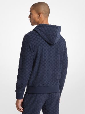 Logo Jacquard Terry Zip-Up Hoodie in MIDNIGHT | Michael Kors