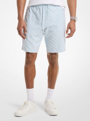 Short en jacquard et en tissu bouclette &agrave; logo in BLEU PASTEL | Michael Kors