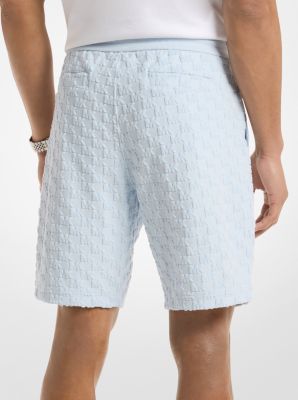 Short en jacquard et en tissu bouclette &agrave; logo in BLEU PASTEL | Michael Kors