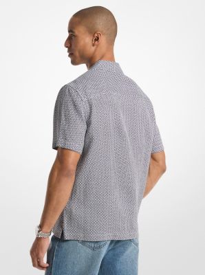 Tile Print Linen Shirt in MIDNIGHT | Michael Kors