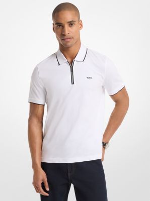Cotton Jersey Zip-Up Polo Shirt