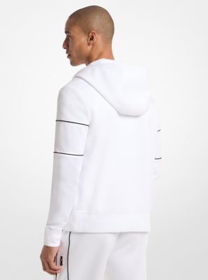 Cotton Blend Zip-Up Hoodie in WHITE | Michael Kors