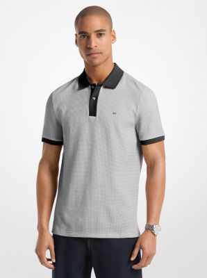 Waffle Stretch Cotton Polo Shirt in BLACK | Michael Kors