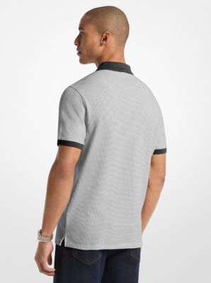 Waffle Stretch Cotton Polo Shirt in BLACK | Michael Kors