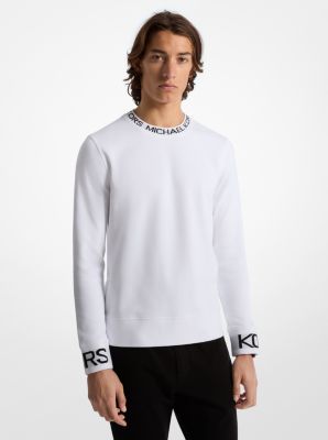 Pull molletonné en mélange de coton à bande à logo