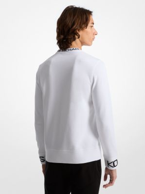 Pull molletonné en mélange de coton à bande à logo