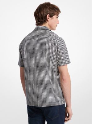 Geometric Print Stretch Cotton Camp Shirt