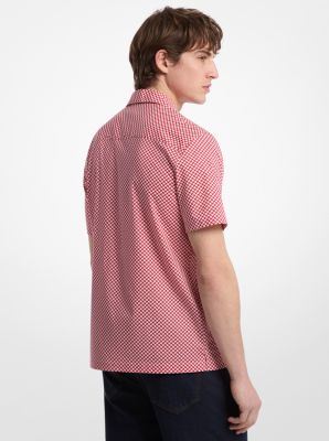 Geometric Print Stretch Cotton Camp Shirt
