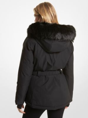 Black fur best sale parka coat