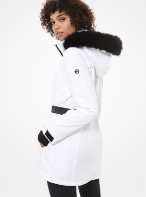 Faux Fur-Trim Belted Parka