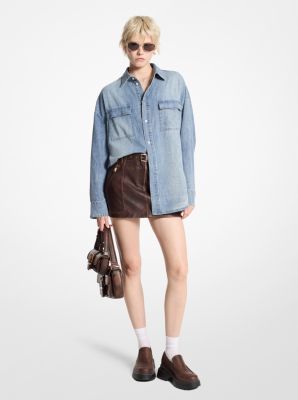 Oversized overhemd van chambray image number 1