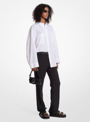 Oversized Stretch Cotton Poplin Shirt image number 1