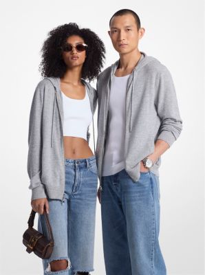 Kapuzenpullover aus Kaschmir-Wollgemisch mit Reißverschluss