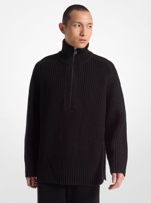 Sweater aus Kaschmir-Wollgemisch mit halbem Reißverschluss