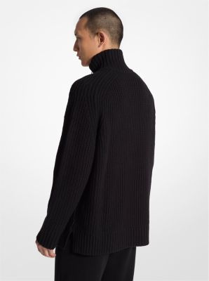 Sweater aus Kaschmir-Wollgemisch mit halbem Reißverschluss
