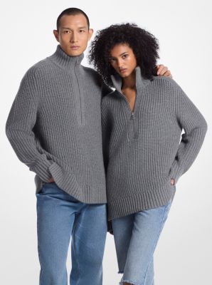 Wool and Cashmere Blend Half-Zip Sweater