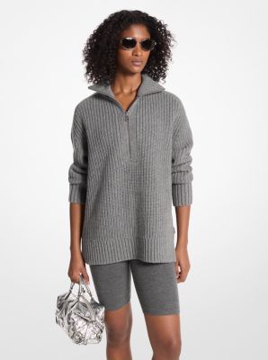 Wool and Cashmere Blend Half-Zip Sweater