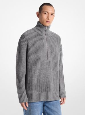 Wool and Cashmere Blend Half-Zip Sweater