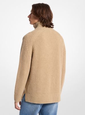 Wool and Cashmere Blend Half-Zip Sweater