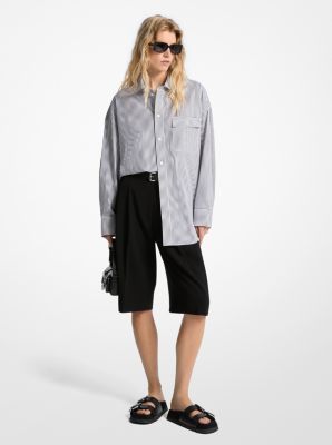 Gestreiftes Oversize-Hemd aus Baumwoll-Popeline mit Stretch image number 1