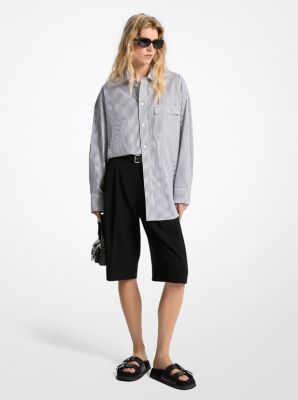 Oversized Striped Stretch Cotton Poplin Shirt image number 1