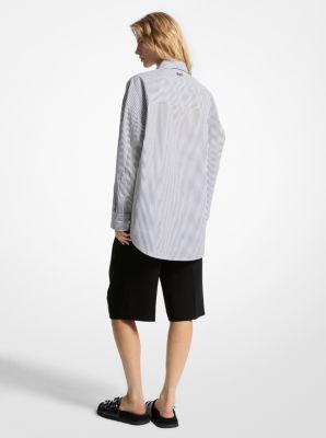 Gestreiftes Oversize-Hemd aus Baumwoll-Popeline mit Stretch image number 2