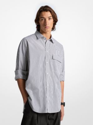 Oversized Striped Stretch Cotton Poplin Shirt image number 3