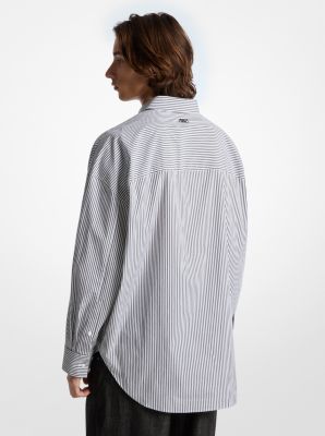 Gestreiftes Oversize-Hemd aus Baumwoll-Popeline mit Stretch image number 4