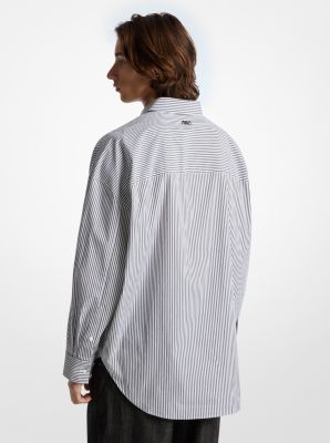 Oversized Striped Stretch Cotton Poplin Shirt image number 4