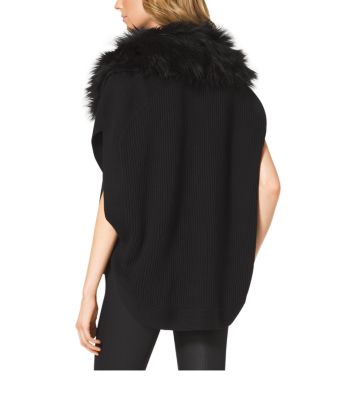 Faux Fur Trimmed Poncho Plus Size Michael Kors