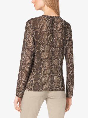 Embellished Python-Print Top, Plus Size