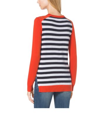 Striped Grommet-Embellished Sweater, Plus Size
