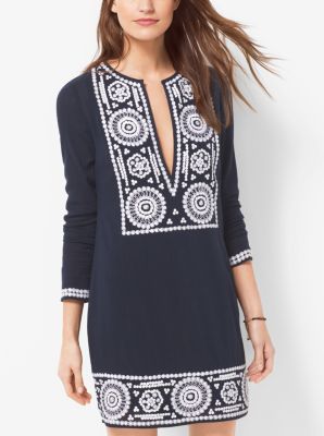 Embellished Cotton-Blend Tunic Dress 